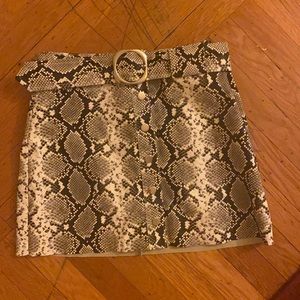 snake print skirt with belt